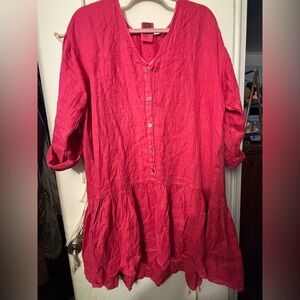 Women's free People Pink Button-Down Tunic top med